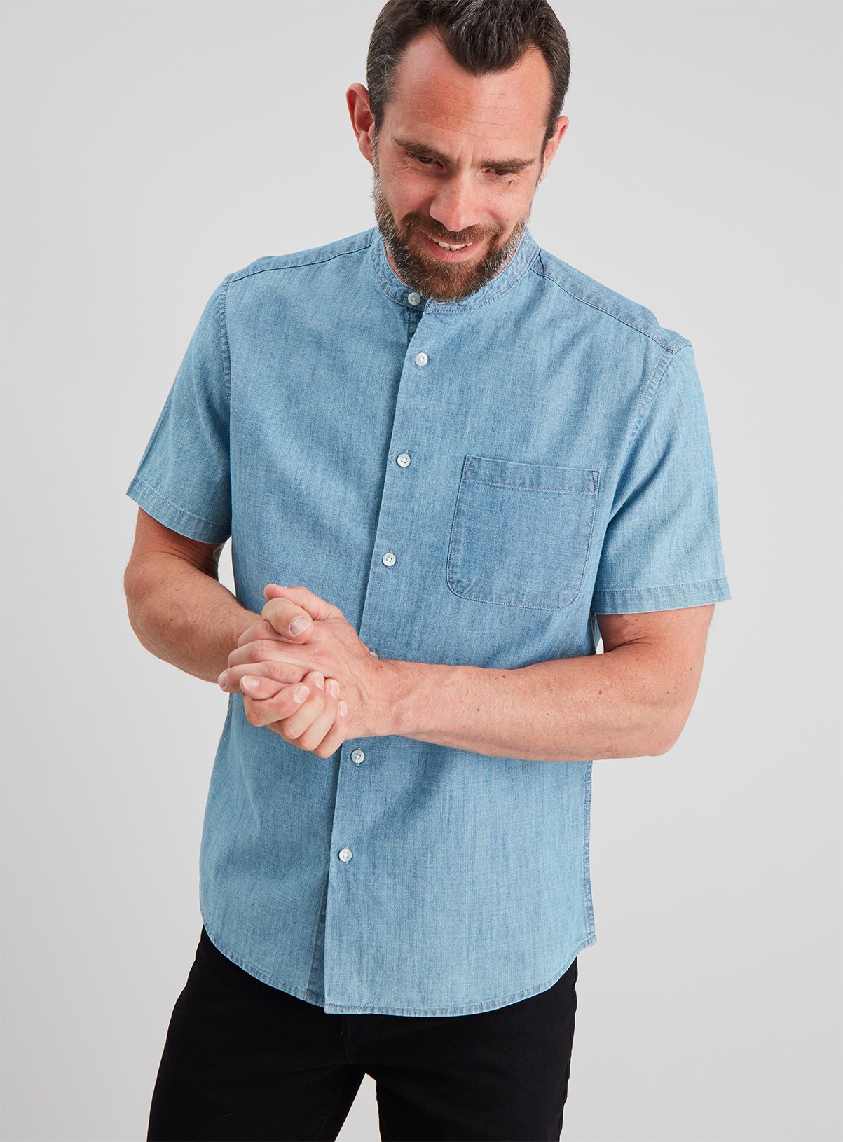 Denim Regular Fit Grandad Shirt Review