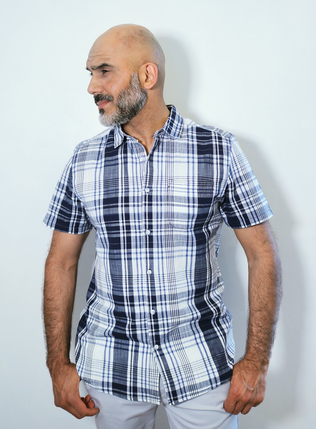 Blue & White Check Regular Fit Short Sleeve Shirt Review