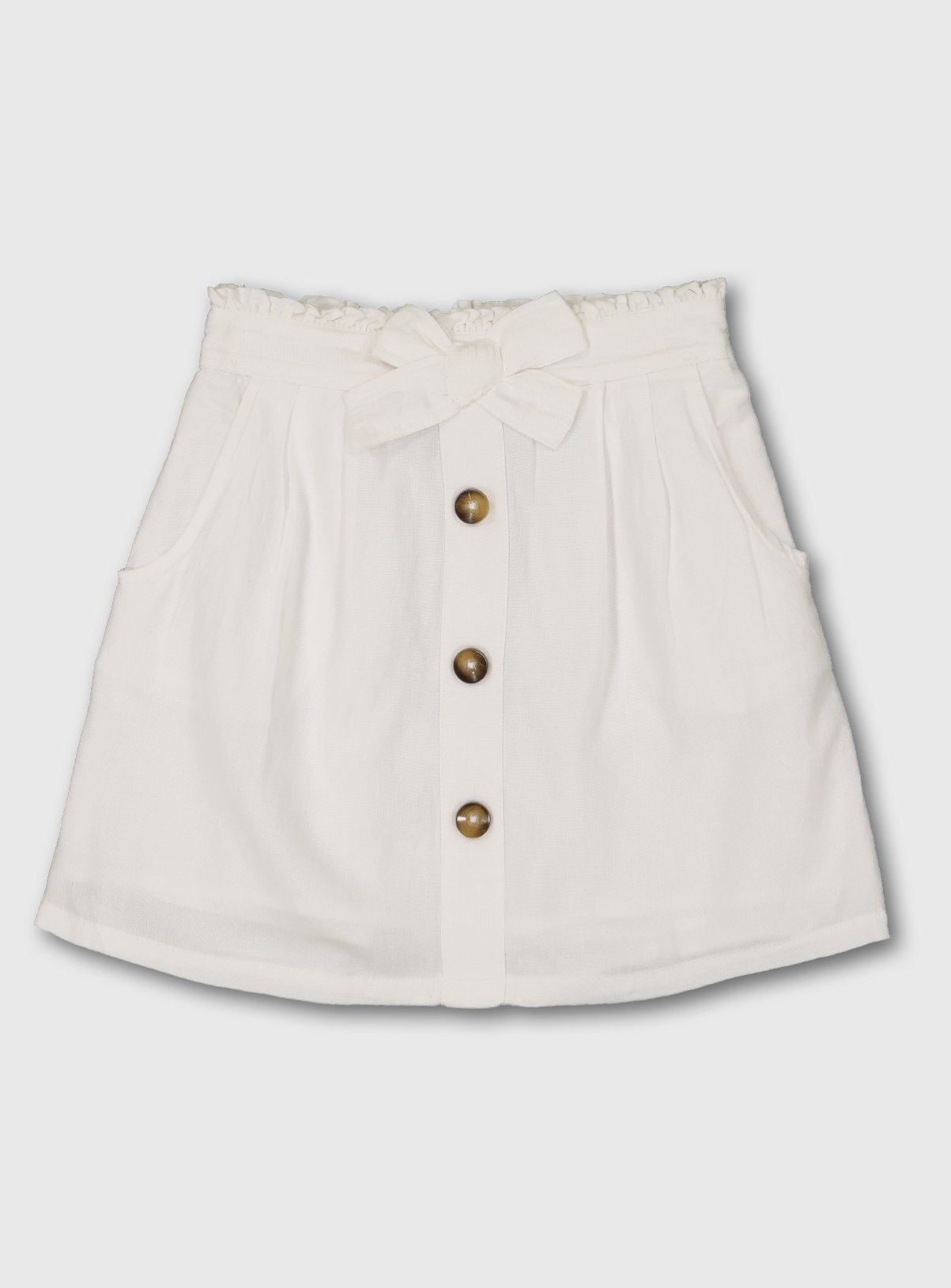 white skirt with bow