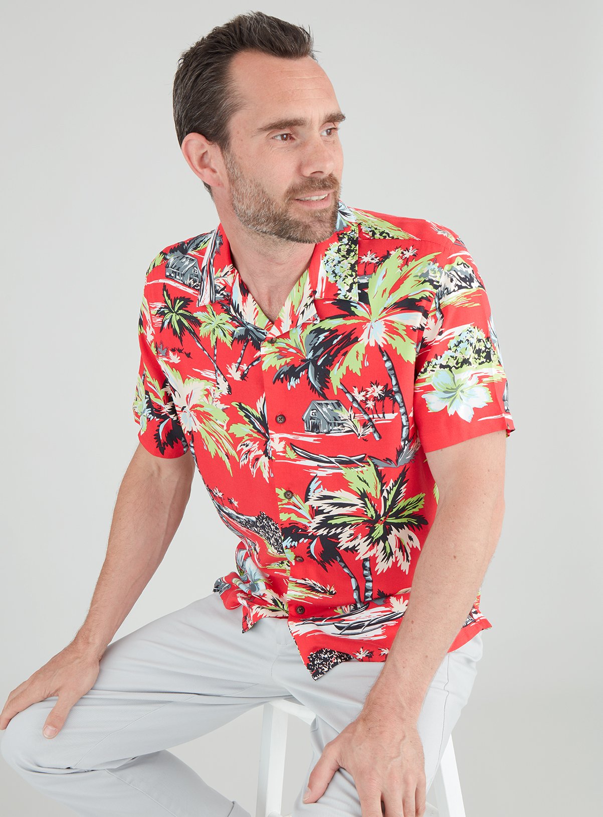 Red Hawaiian Print Regular Fit Shirt Review