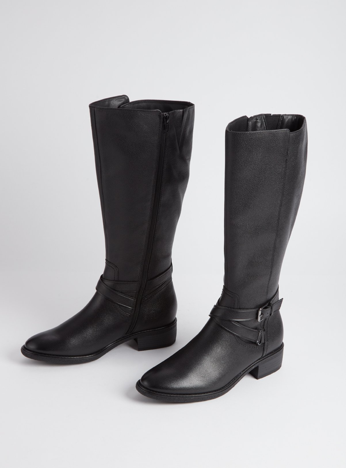 black leather riding boots wide calf