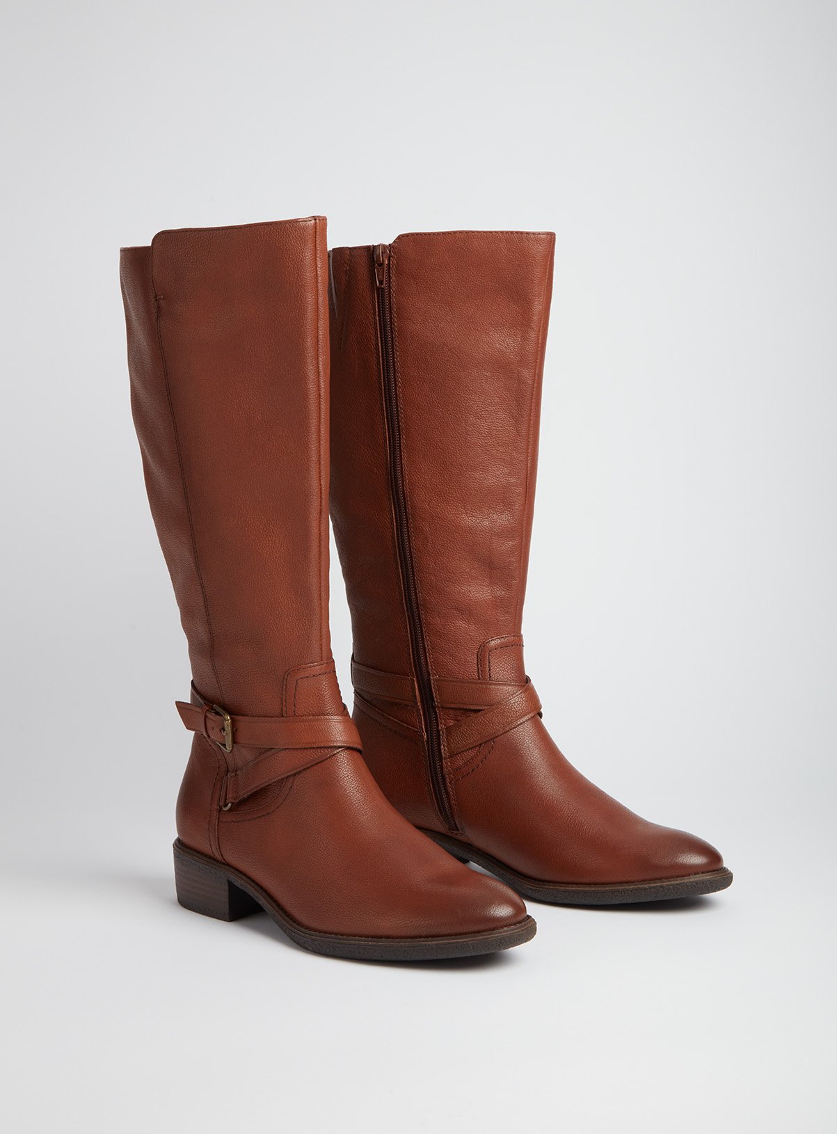 wide calf tan leather boots