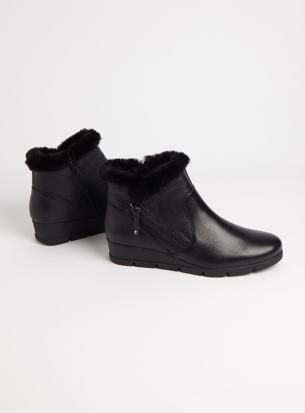 Sole Comfort Black Leather Faux Fur Ankle Boots Review