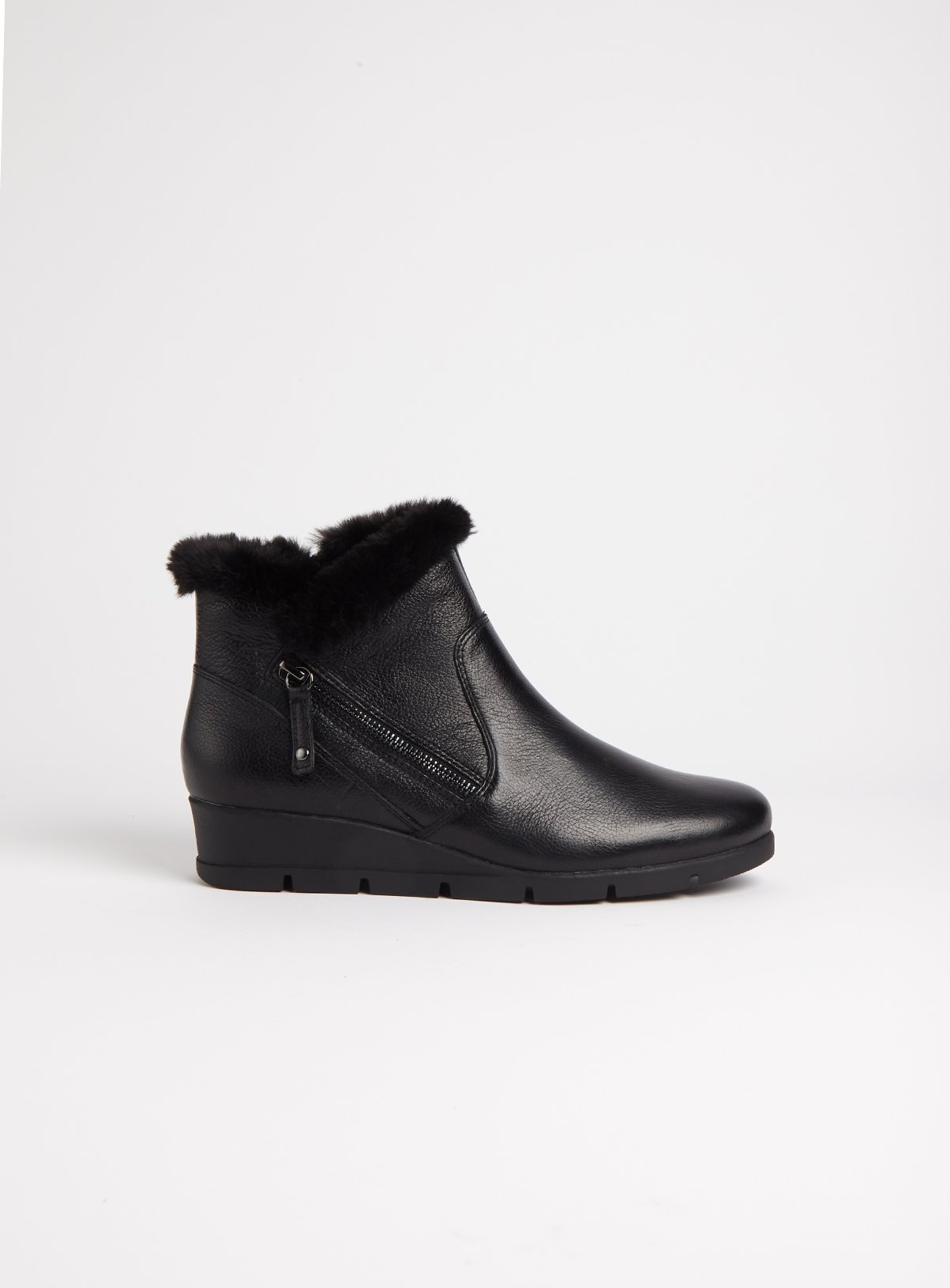 comfortable black wedge booties