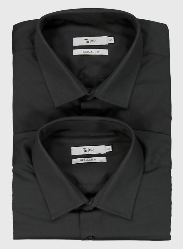 Black Regular Fit Short Sleeve Shirts 2 Pack - 20