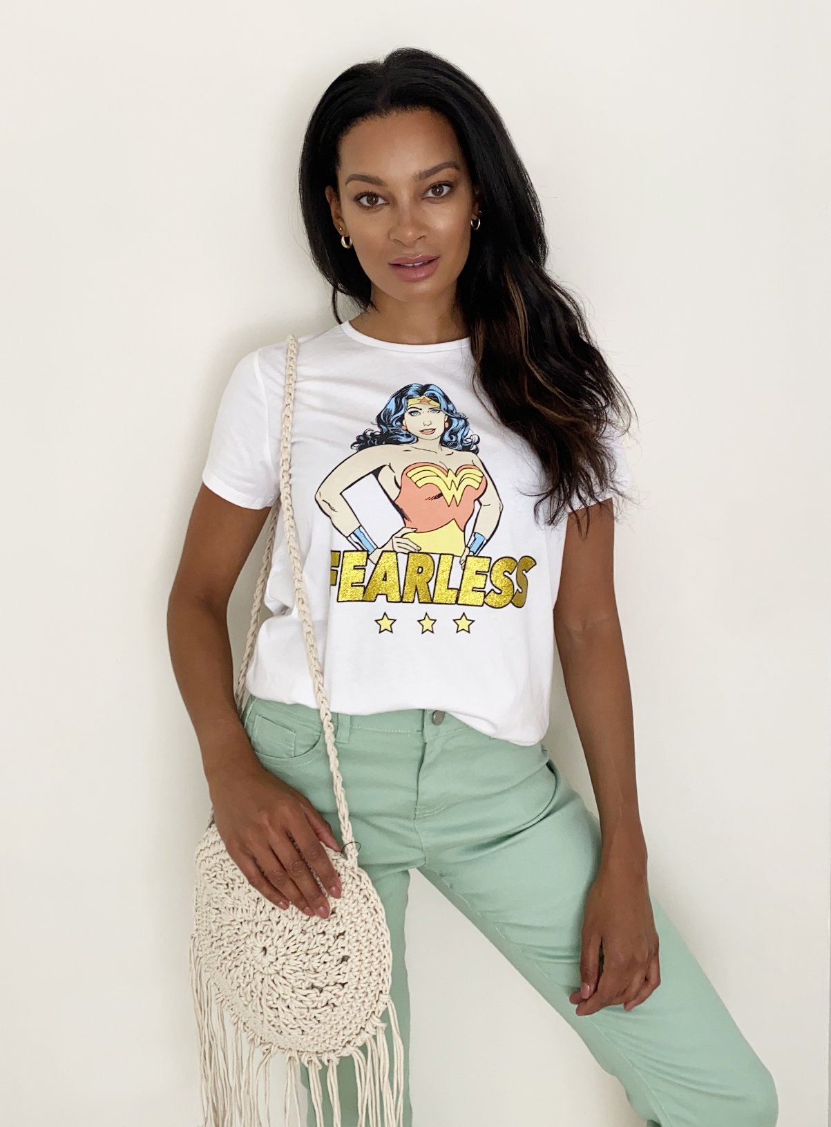 white wonder woman shirt