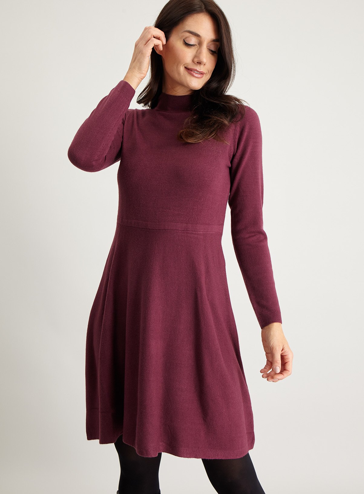 Aubergine Long Sleeve Soft Touch Jumper Dress Review