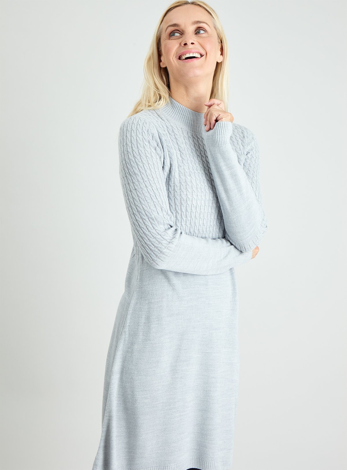 Grey Cable Yolk Soft Touch Jumper Dress Review