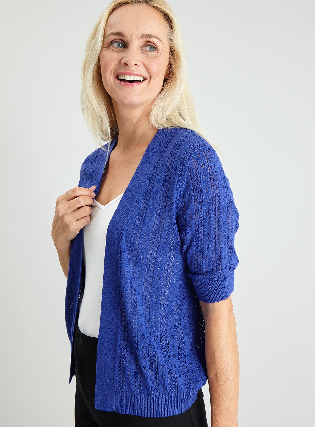 Blue Pointelle Cardigan Review