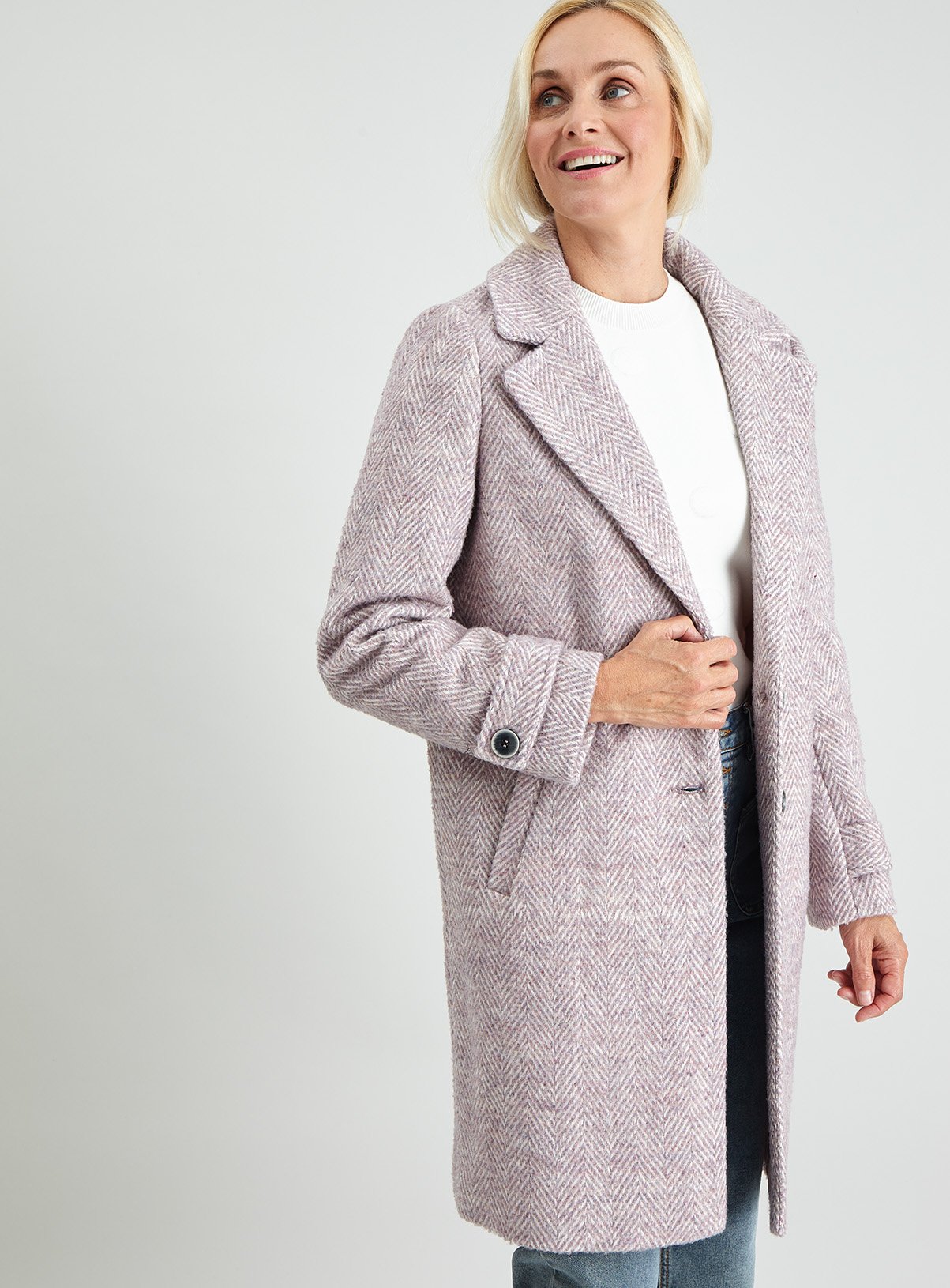 Lilac Herringbone Crombie Coat Review