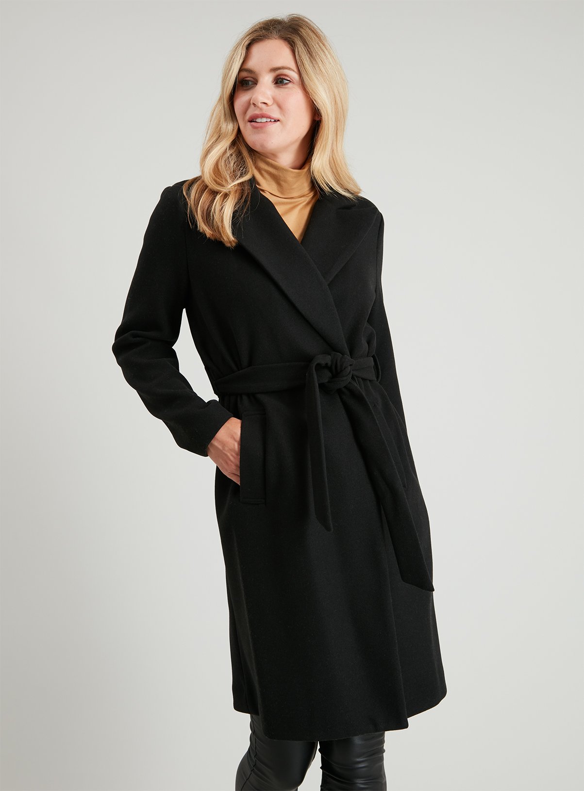 black wrap coat