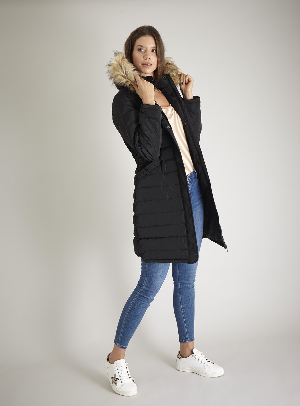 Black Long Line Padded Coat Review