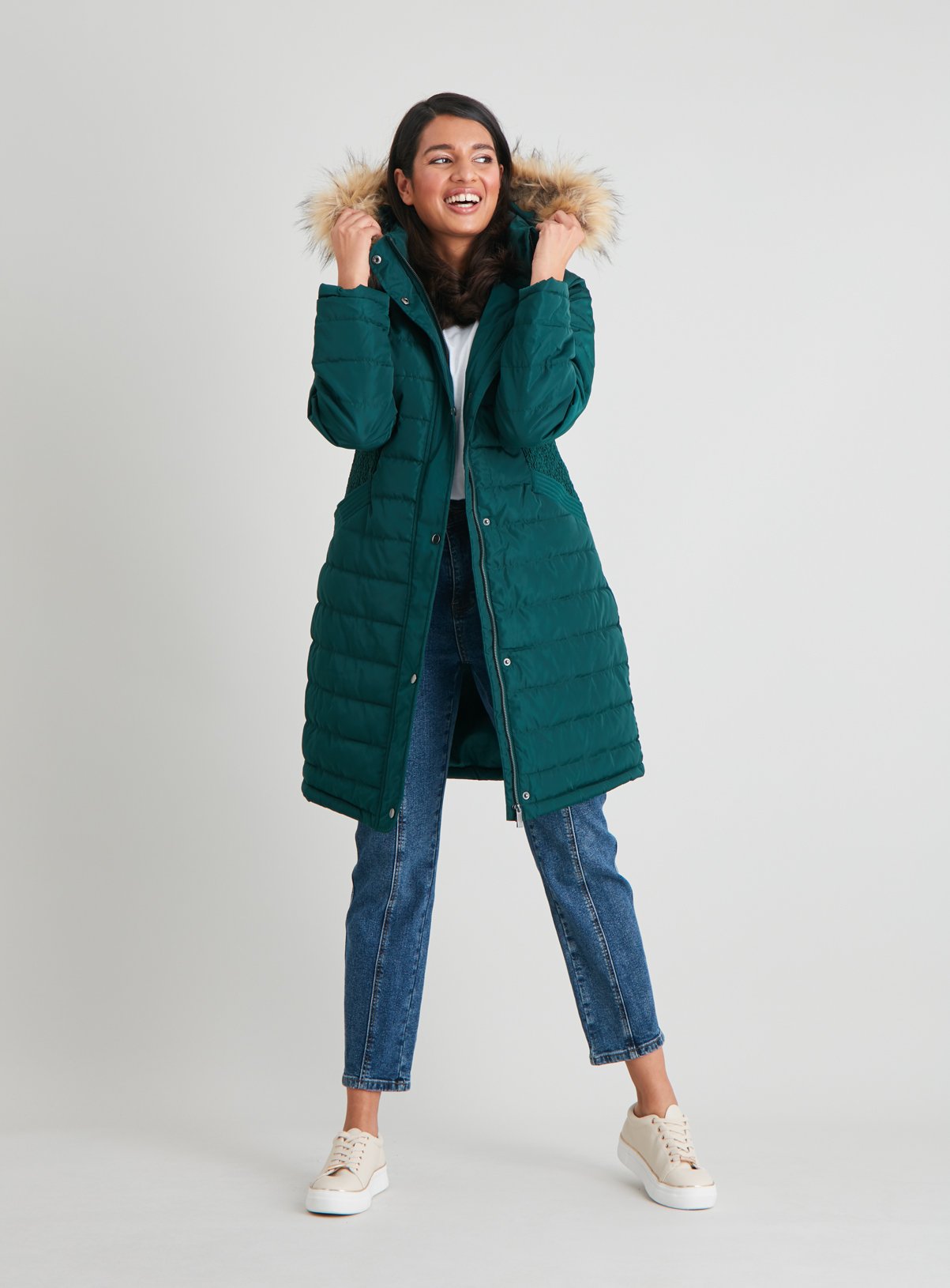 womens green quilted coat