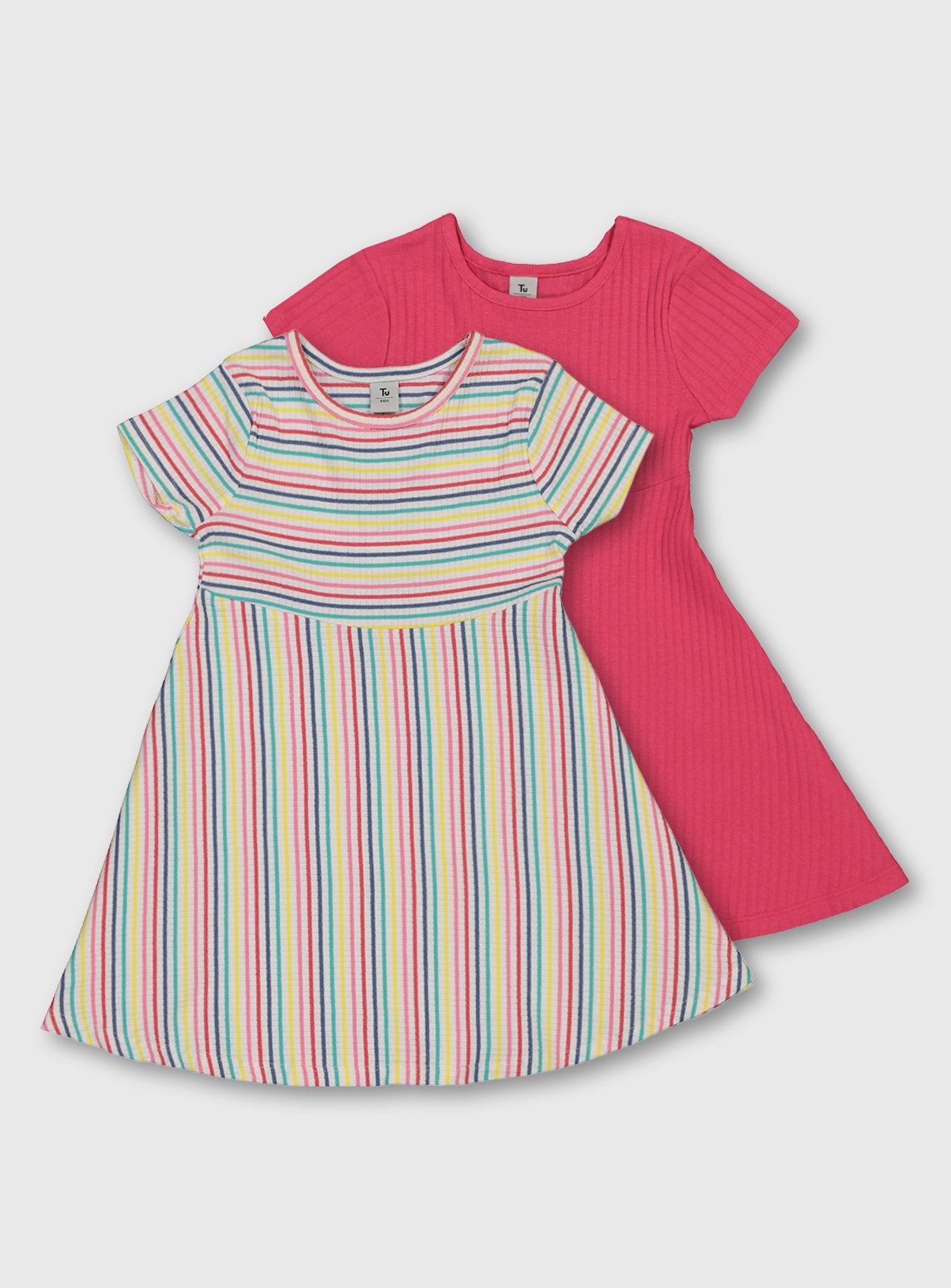 Stripy & Pink Ribbed Dresses 2 Pack Review