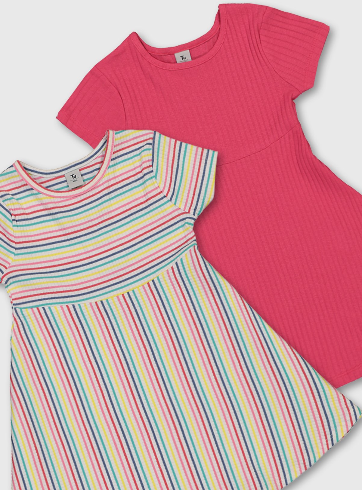 Stripy & Pink Ribbed Dresses 2 Pack Review