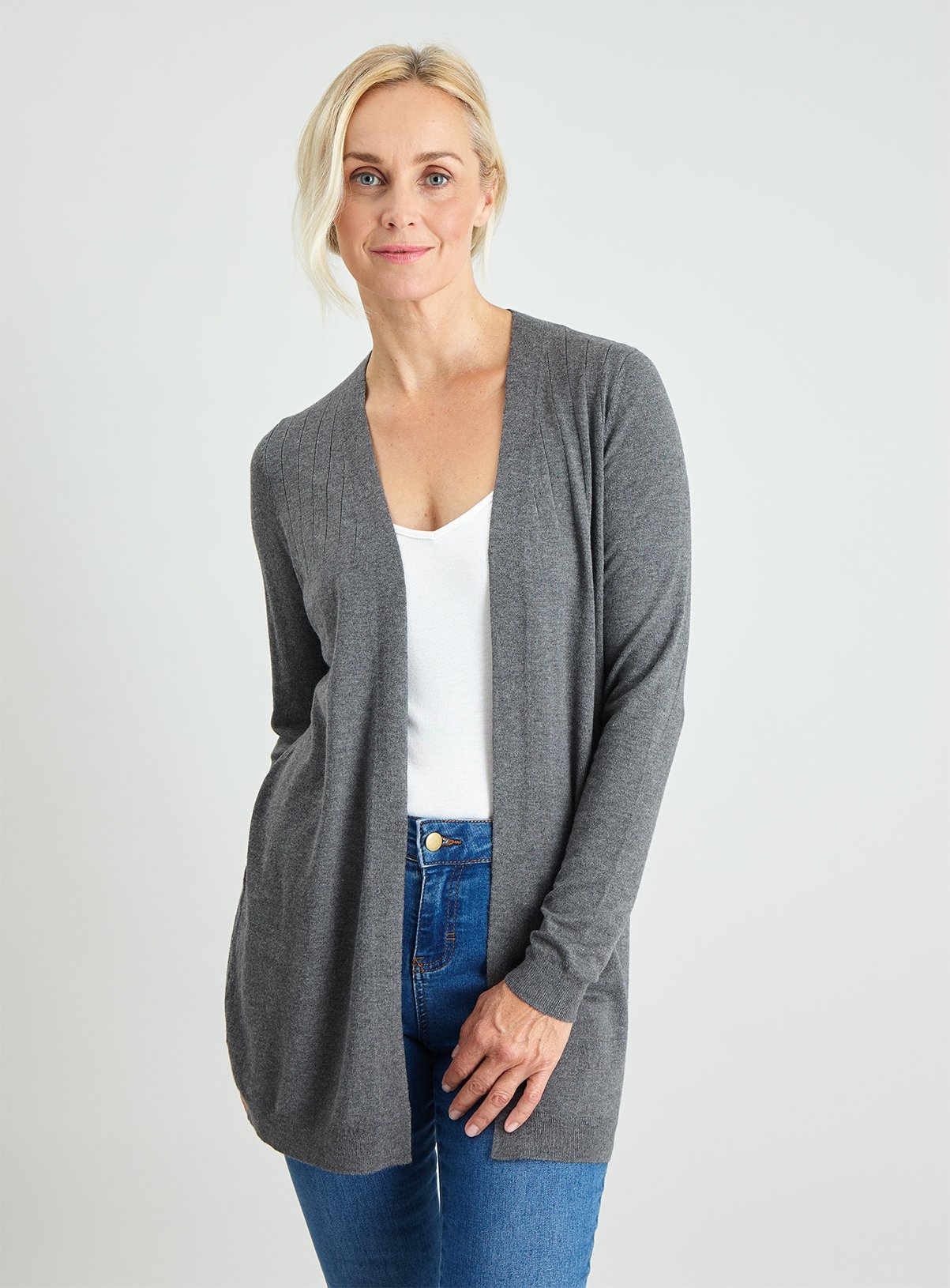 long grey ribbed cardigan