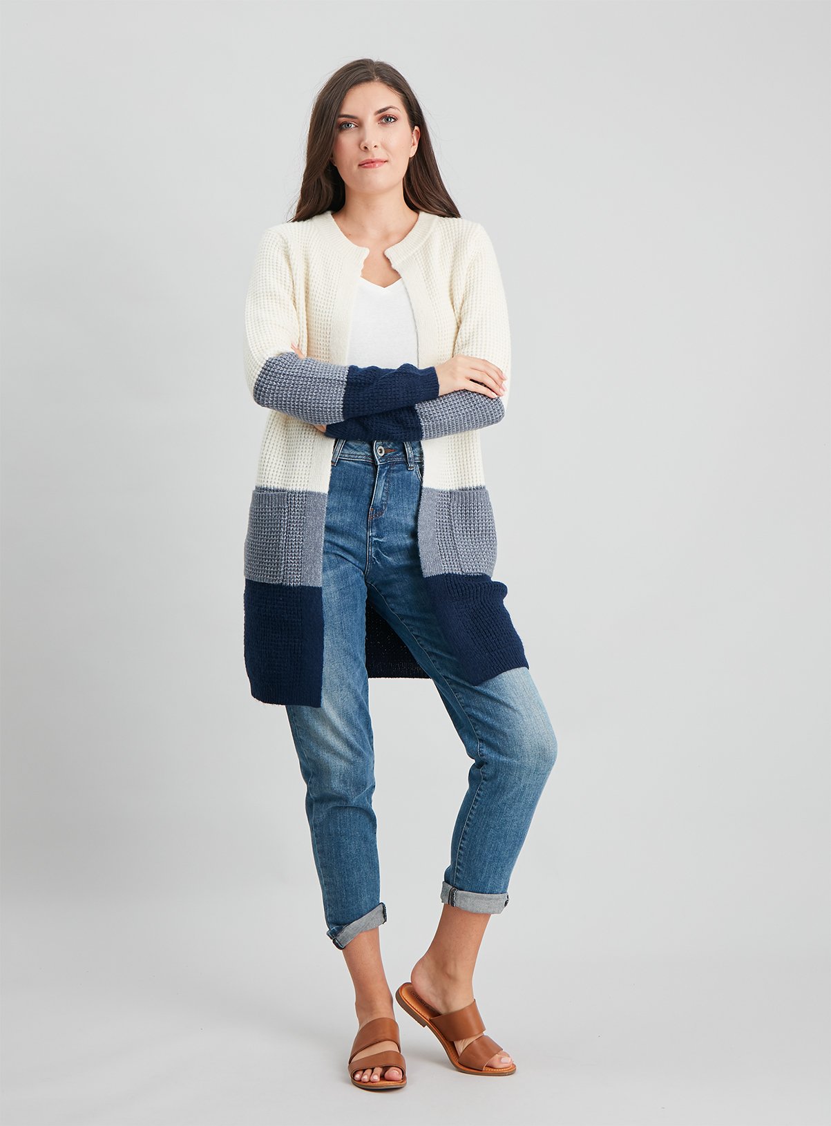 Colour Block Waffle Knit Longline Coatigan Review