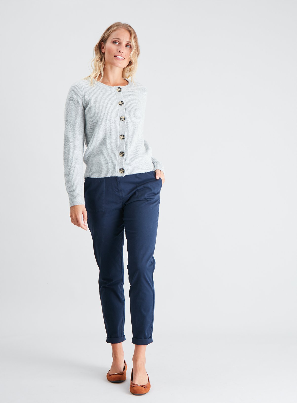 Grey Ribbed Knit Button-Through Cardigan Review