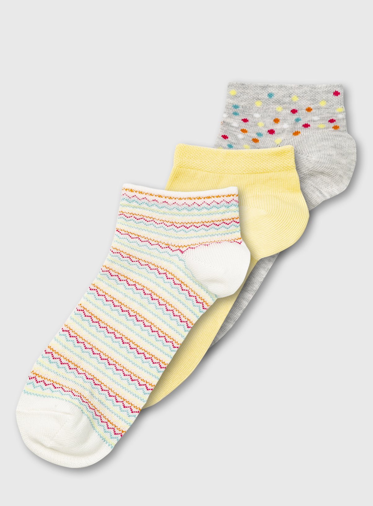 Lemon Spot & Stripe Trainer Socks 3 Pack Review