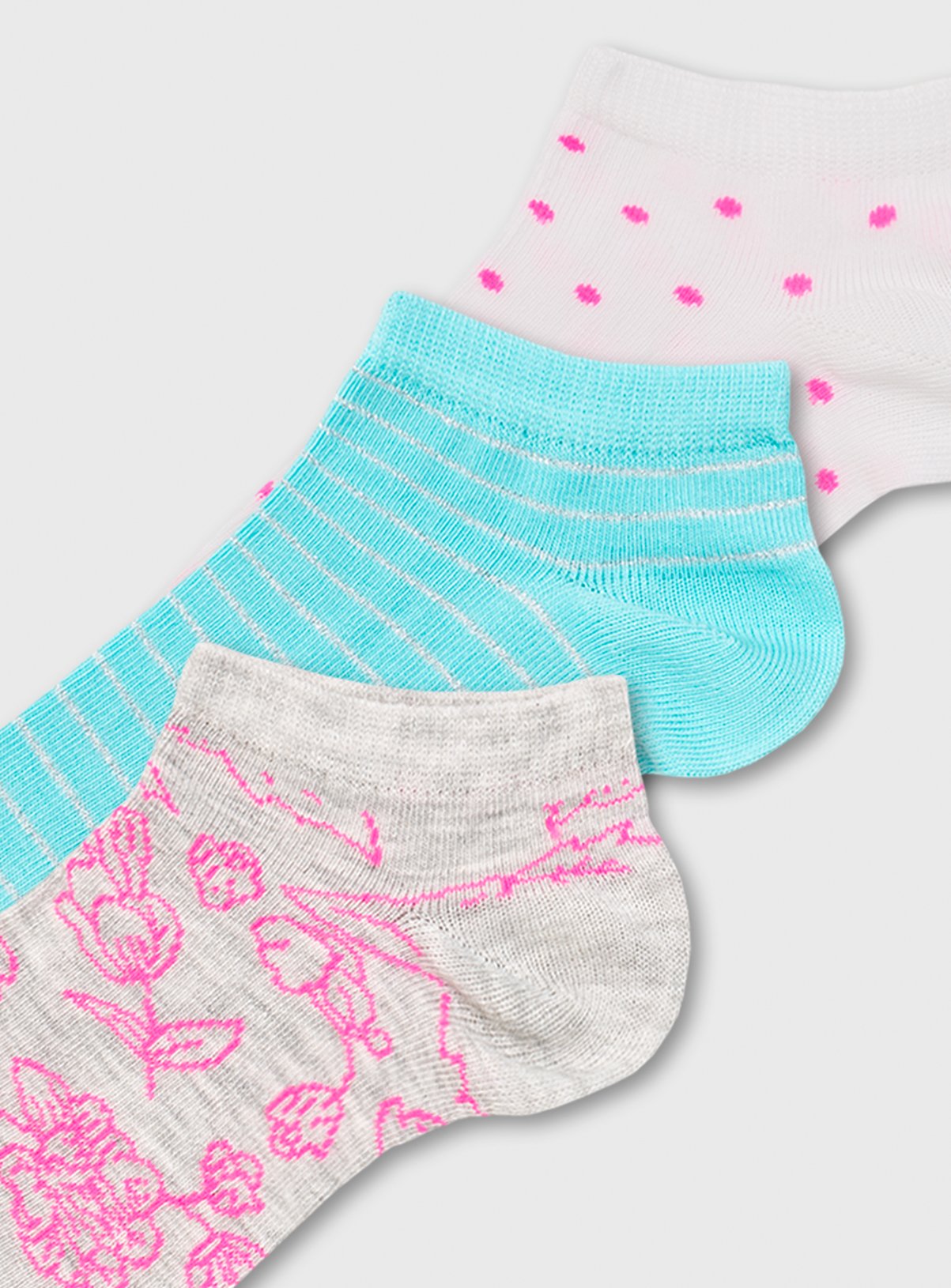 Pink & Blue Neon Floral Trainer Sock 3 Pack Review