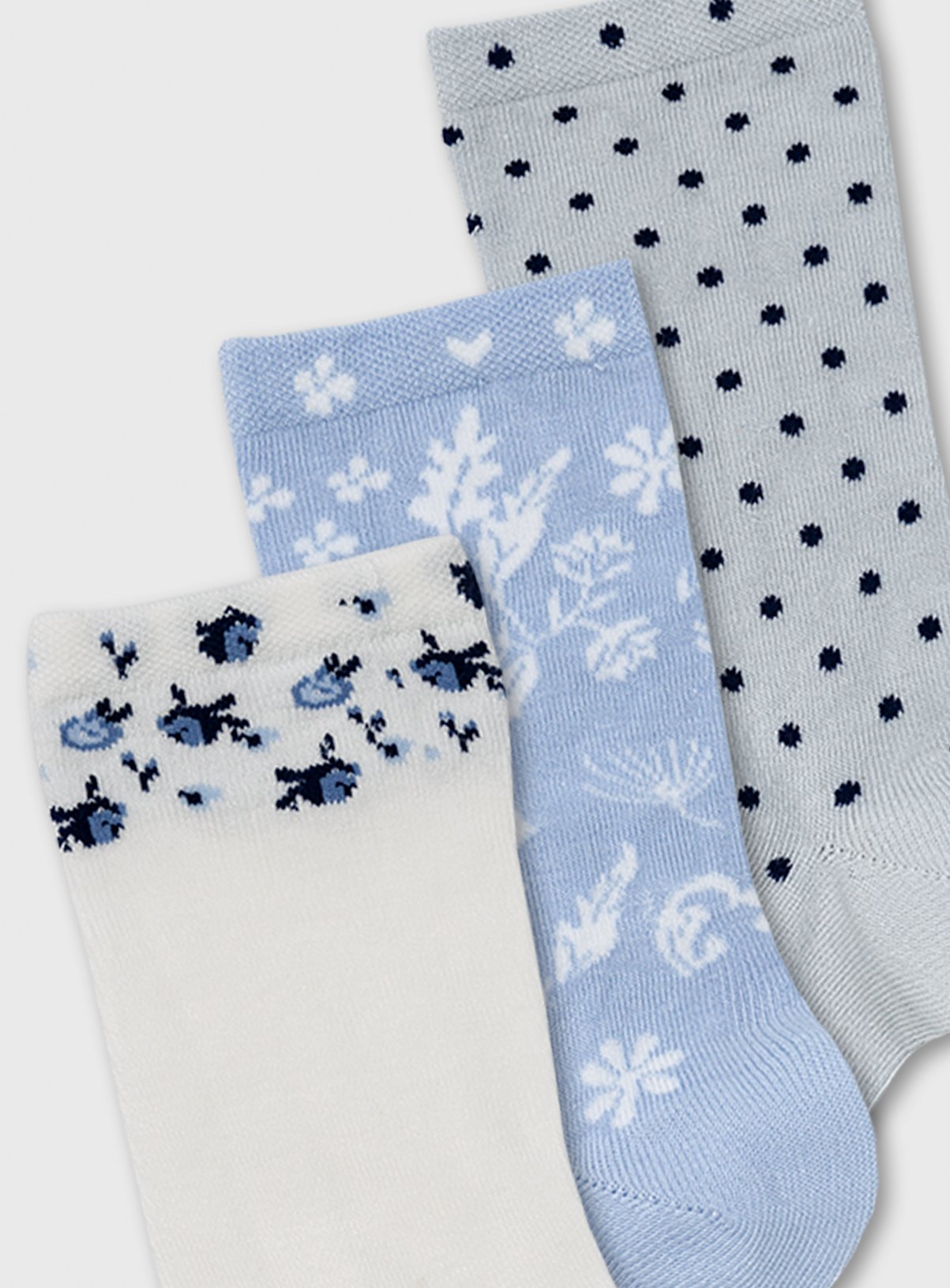 White, Blue & Grey Vintage Floral & Spot Ankle Sock 3 Pack - Review