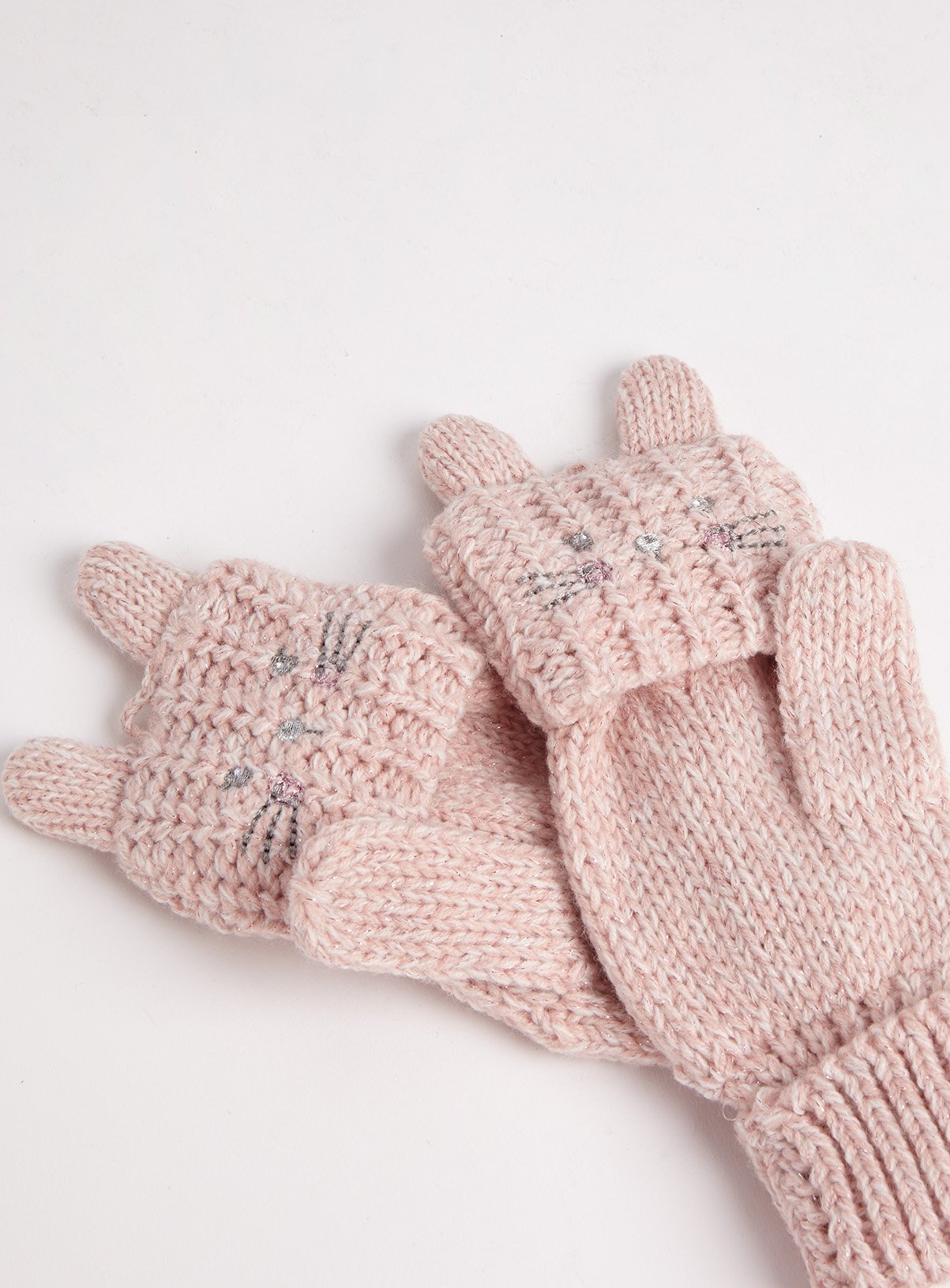 Pink Knitted Bunny Flip-Over Mittens Review