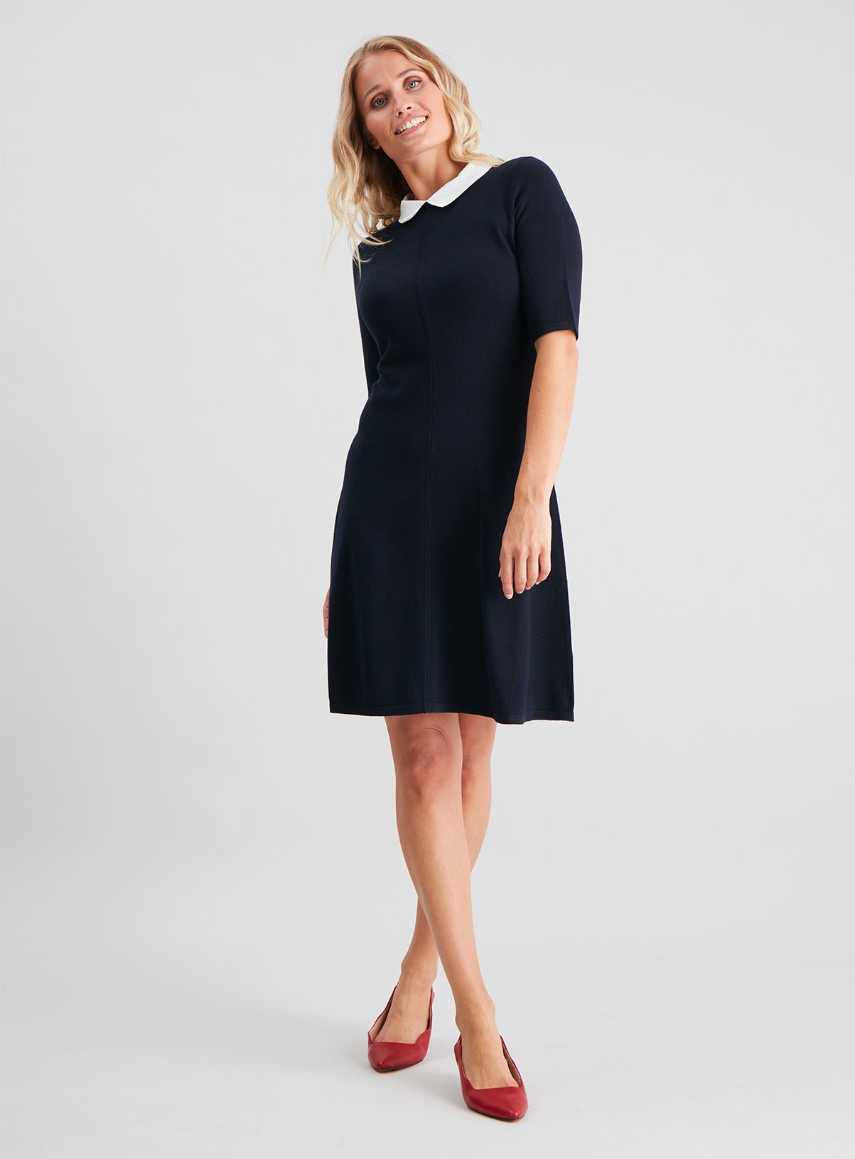 Navy Collared Swing Dress Review