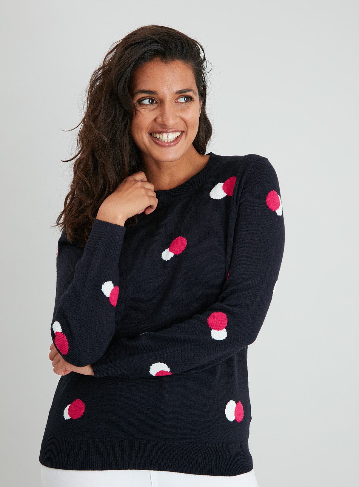 Navy Double Spot Intarsia Jumper Review