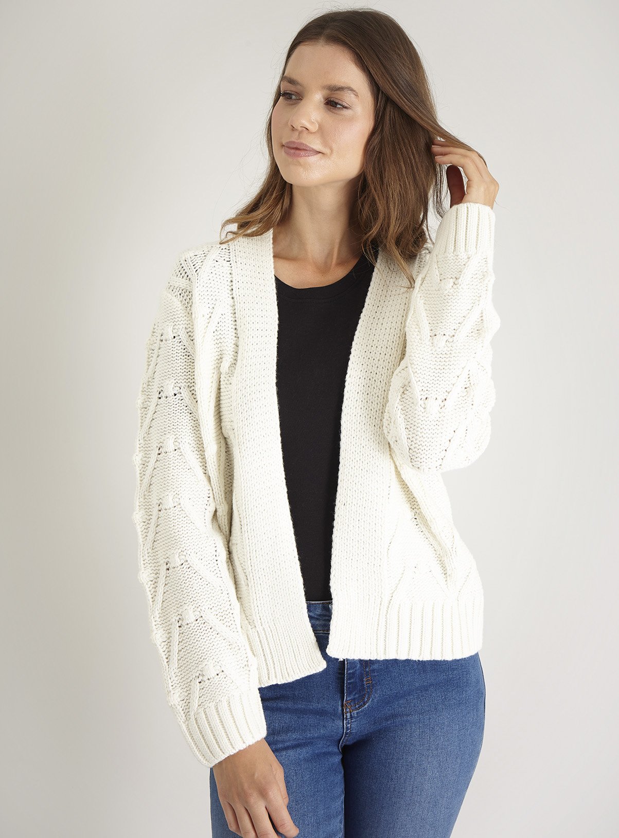 cream bobble knit cardigan