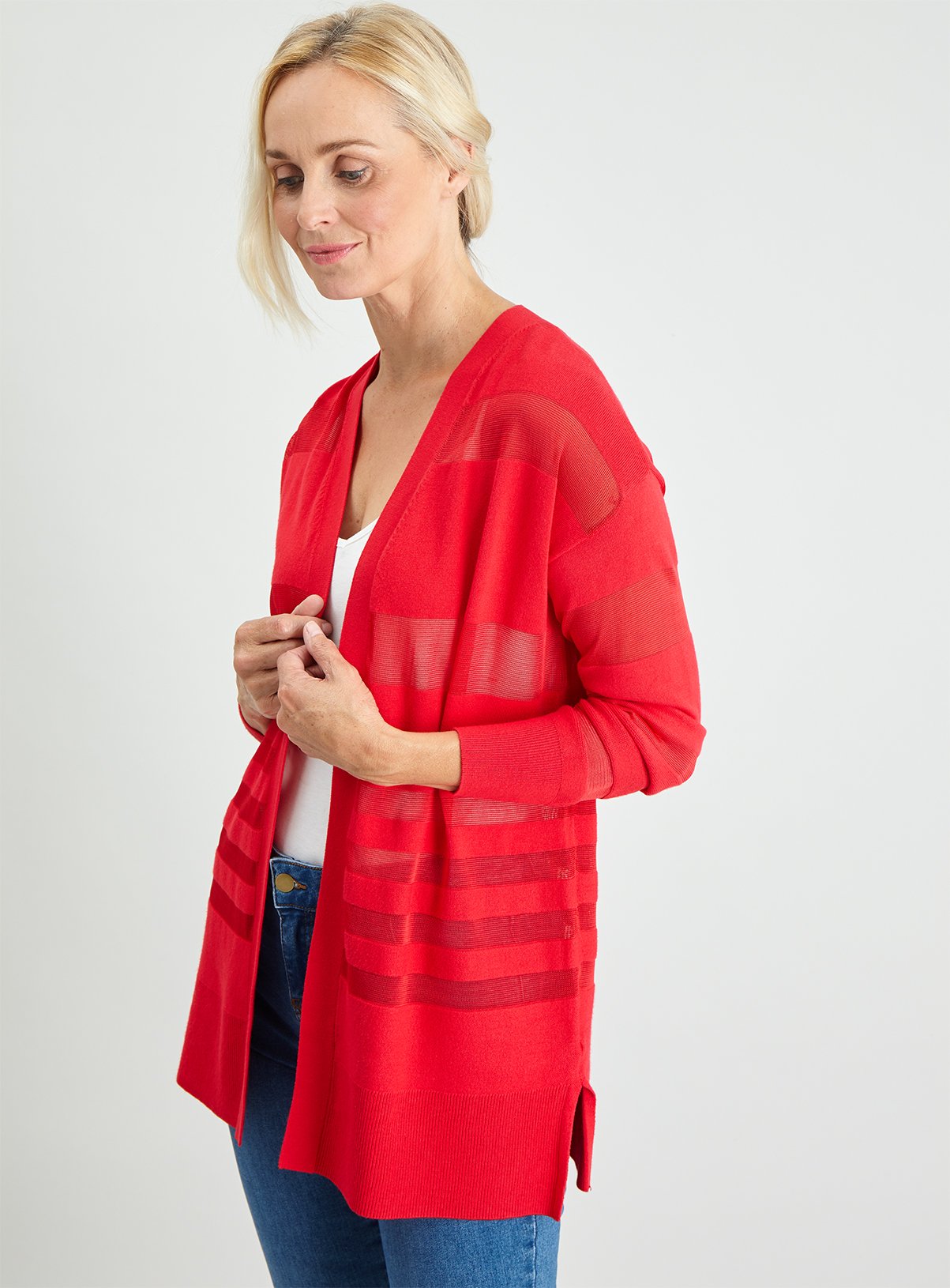 Red Sheer Stripe Cardigan Review