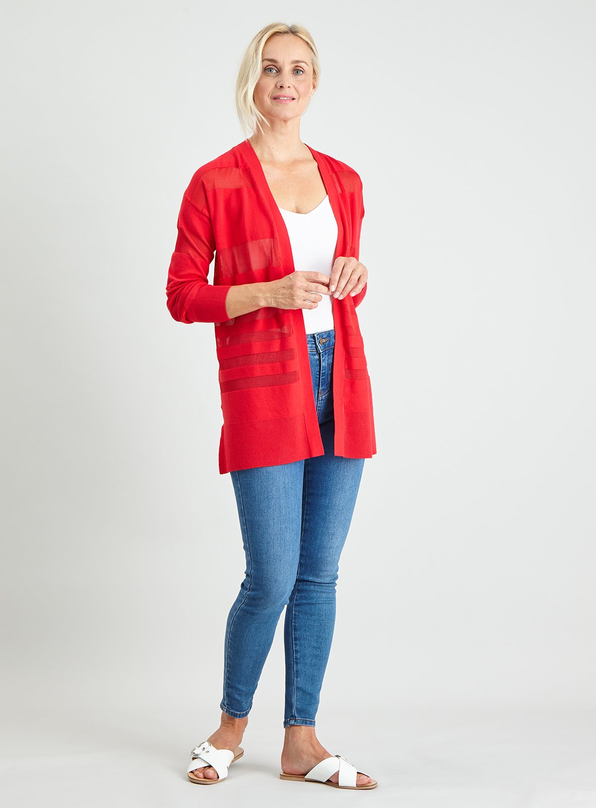 Red Sheer Stripe Cardigan Review