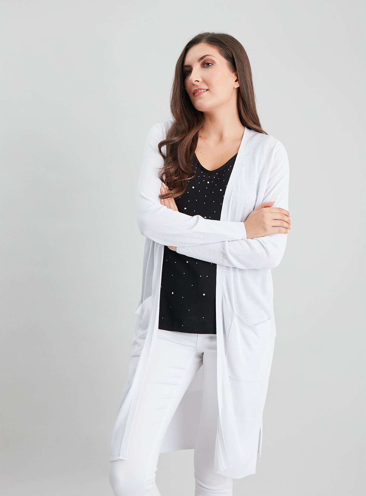 White Longline Cardigan With Linen Review