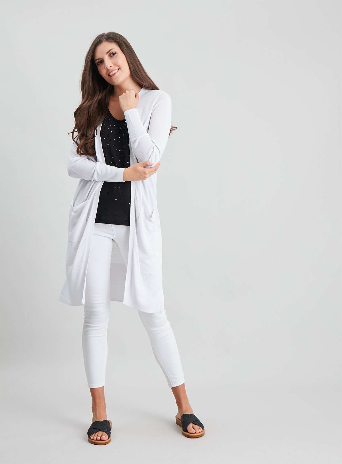 White Longline Cardigan With Linen Review