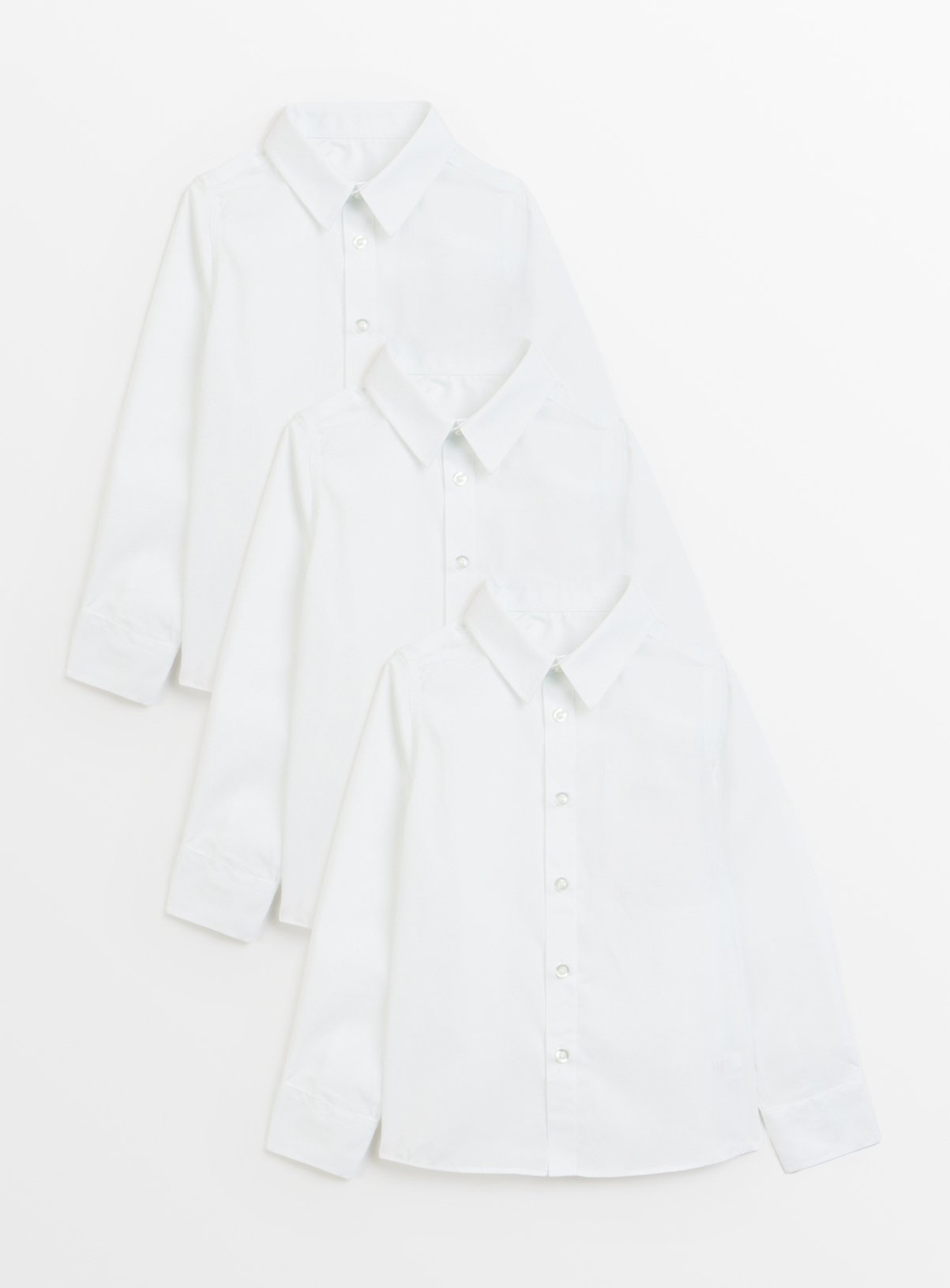 White Polyester Cotton Long Sleeve Shirts 5 Pack 9 years - Image 2 thumbnail