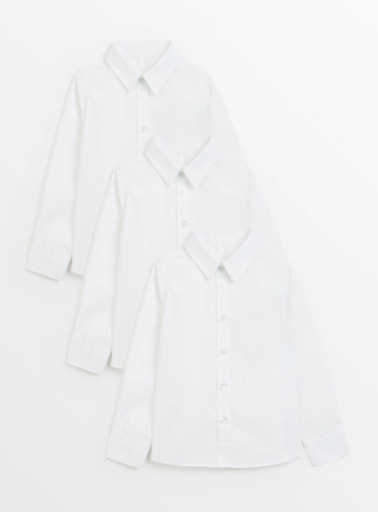 White Polyester Cotton Long Sleeve Shirts 5 Pack 9 years - Image 2