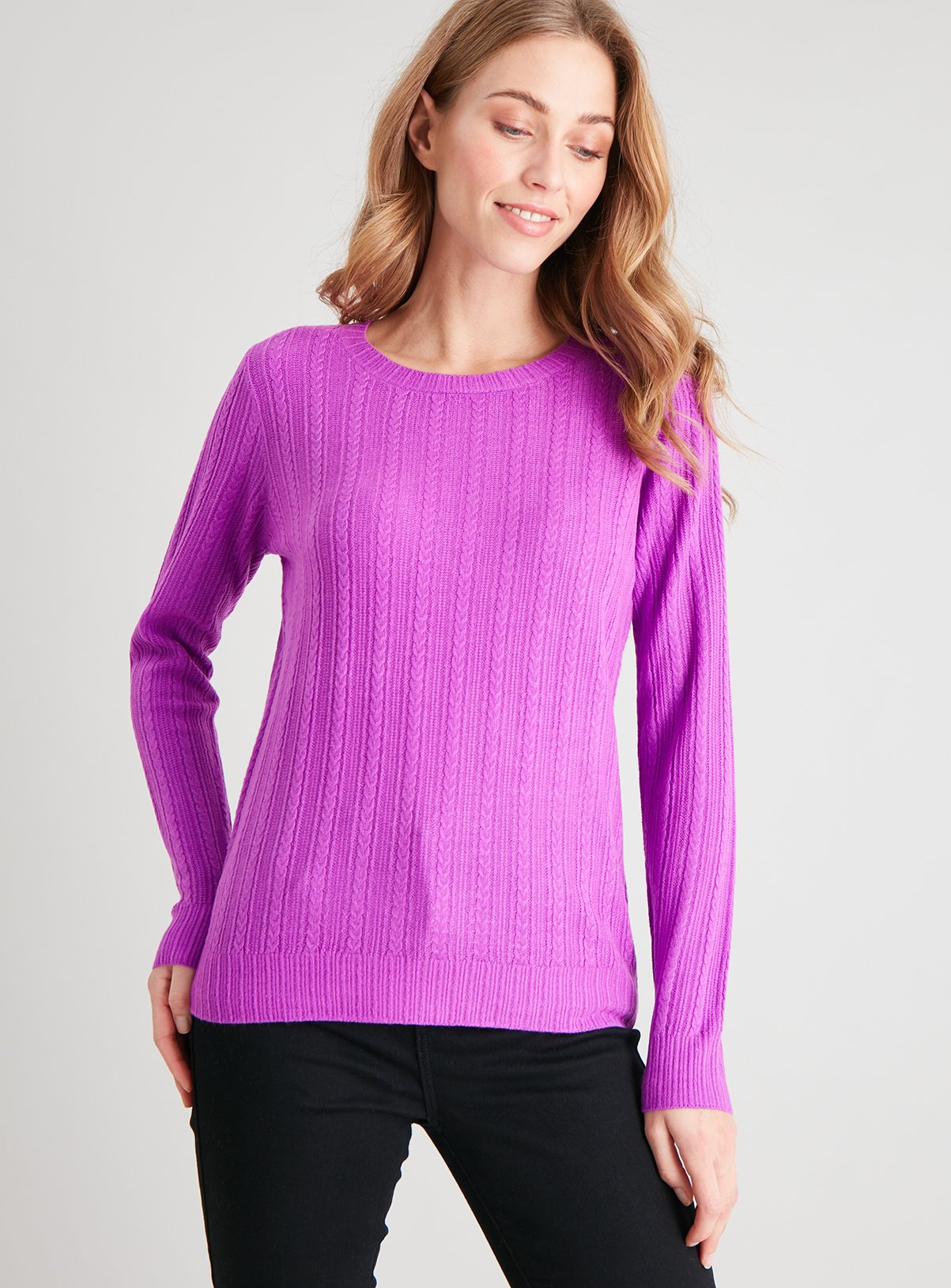 purple cable knit jumper