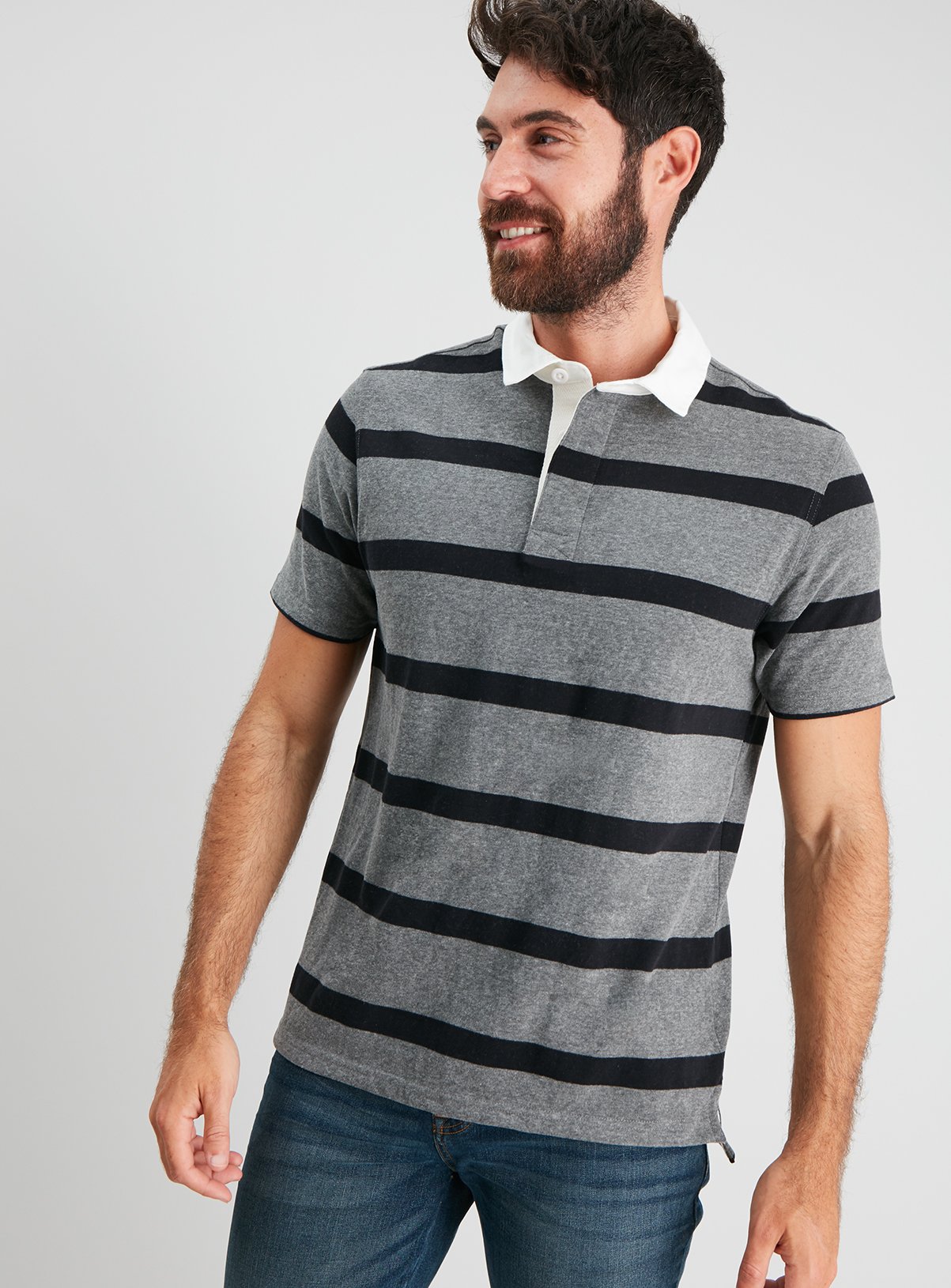 Grey & Black Stripe Short Sleeve Rugby Shirt Review