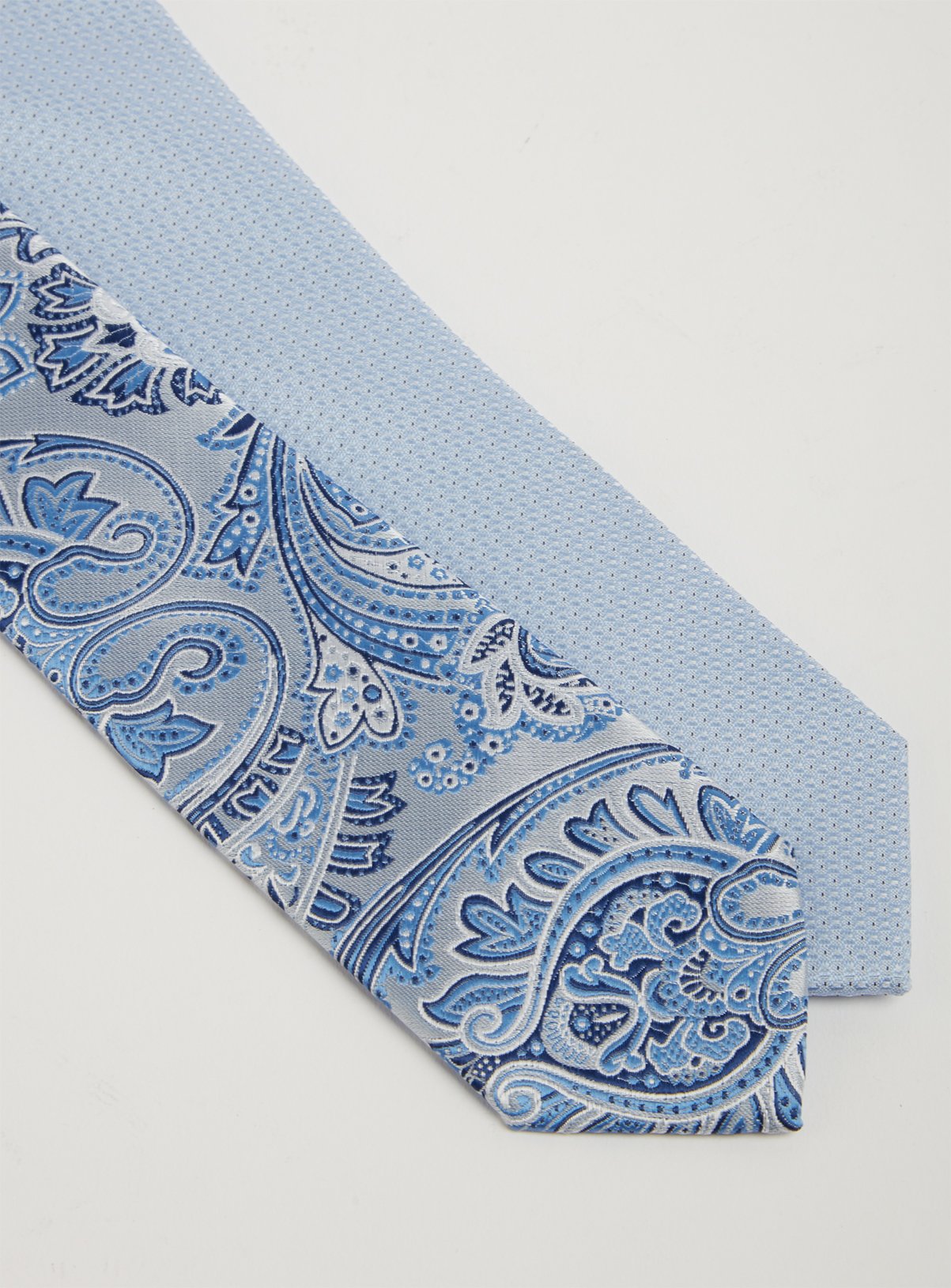 Silver & Blue Paisley & Plain Tie 2 Pack Review