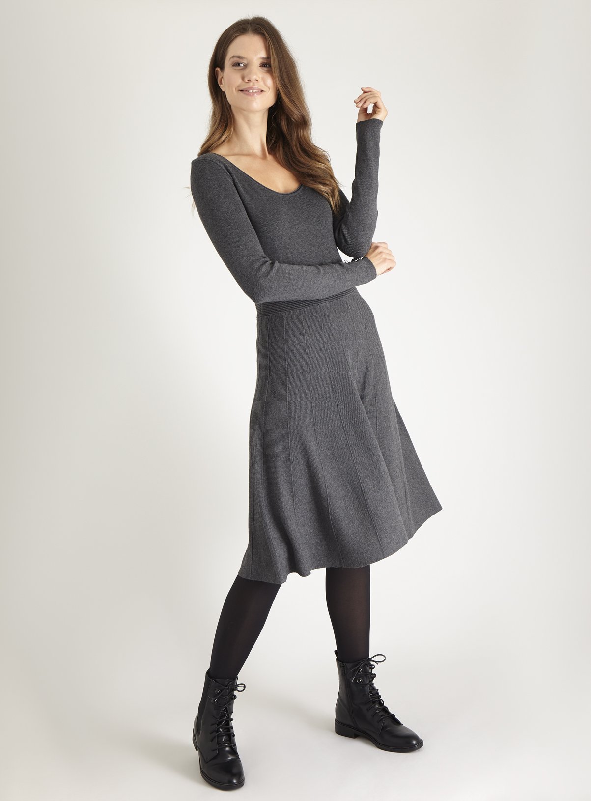 Grey Knit Skater Dress Review