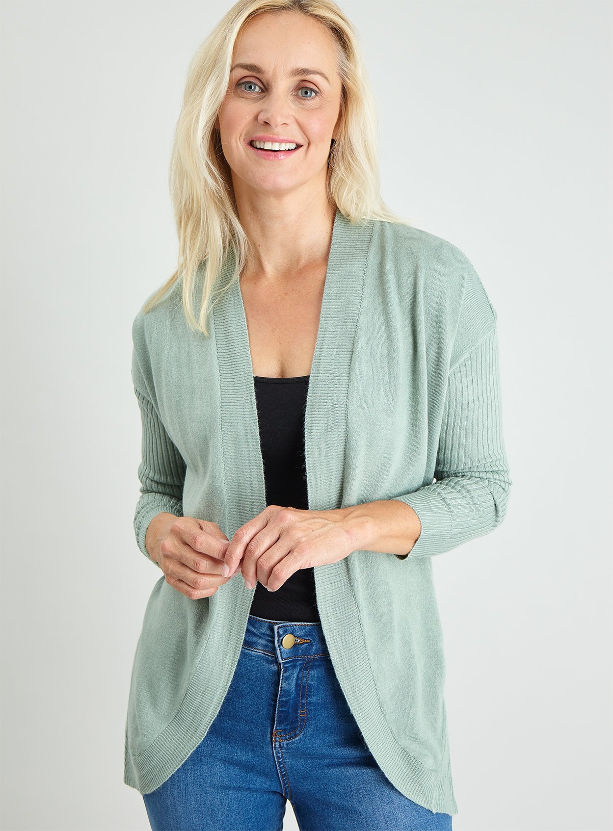 Green Soft Touch Curved Hem Cardigan Review