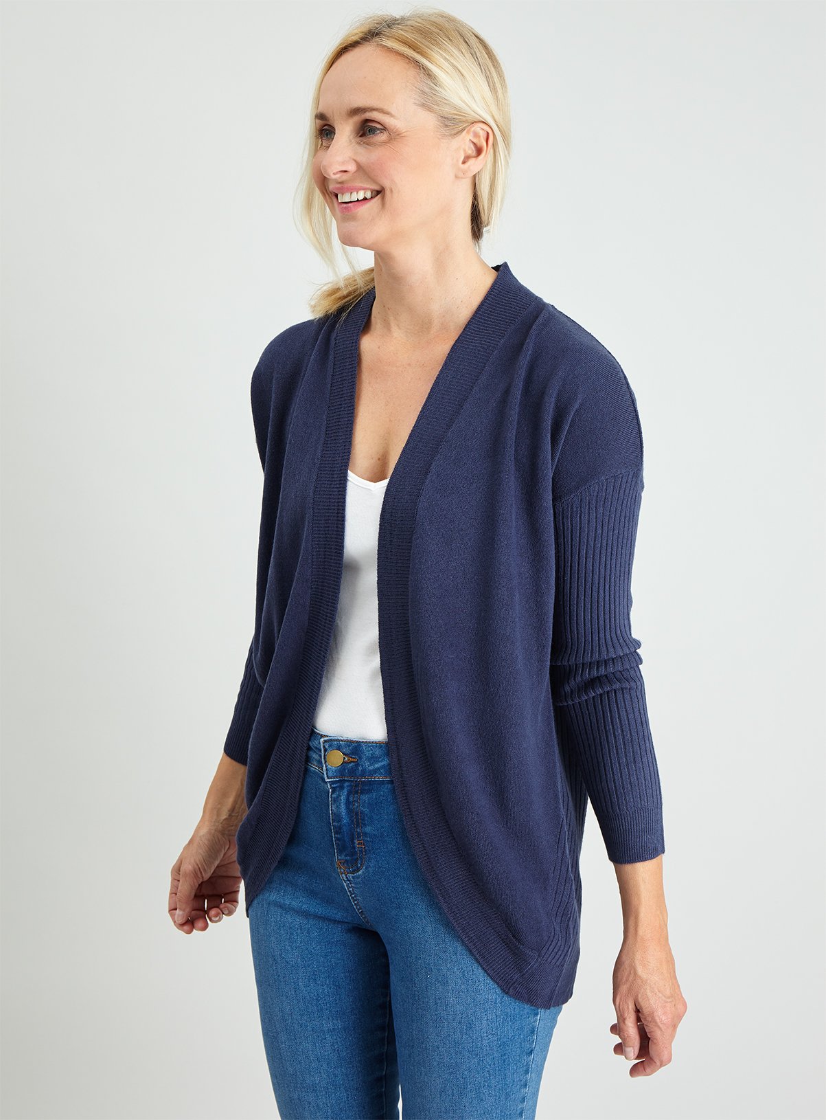 Navy Soft Touch Curved Hem Cardigan Review