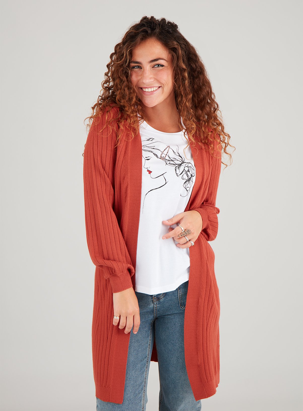 rust cardigan