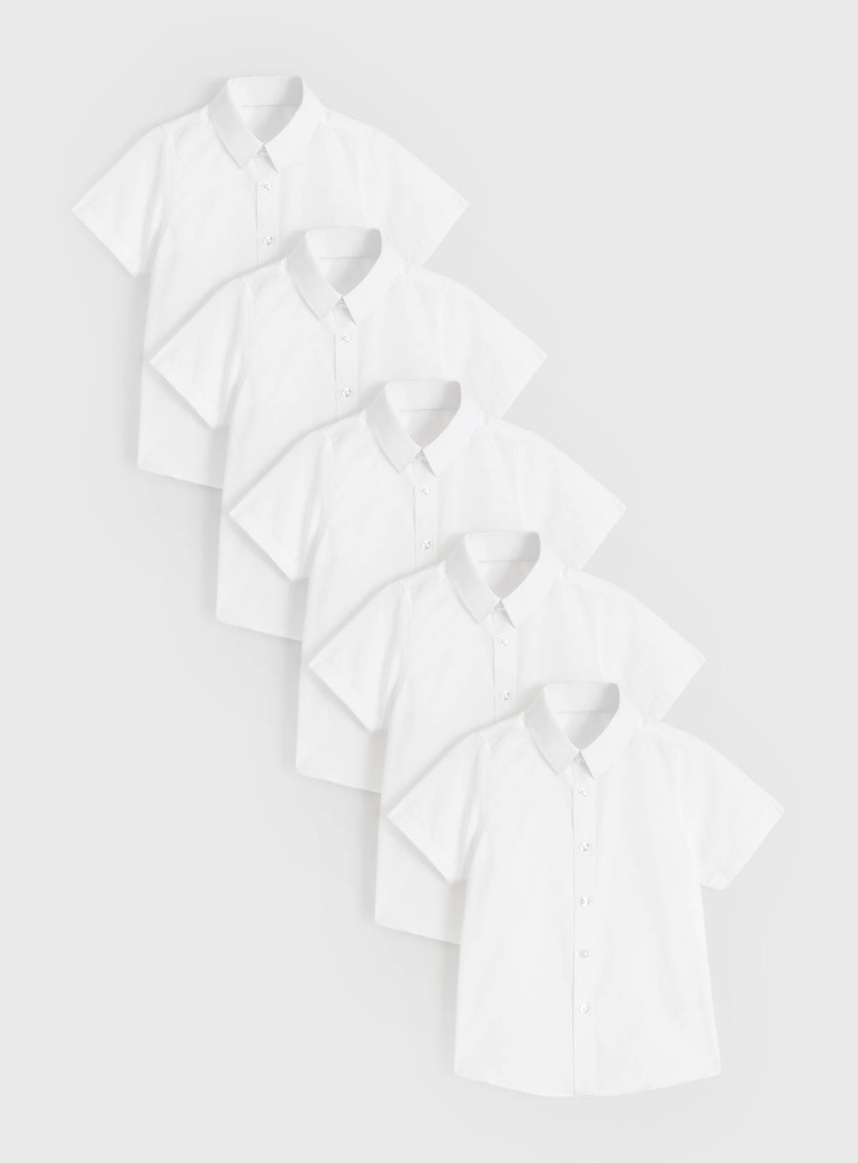 White Polyester Cotton Short Sleeve Standard Collar Shirts 5 Pack 8 years - Image 2
