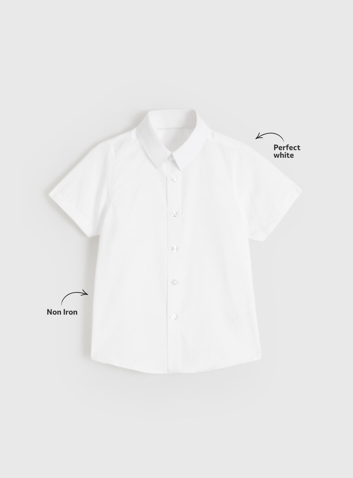 White Polyester Cotton Short Sleeve Standard Collar Shirts 5 Pack 8 years - Image 3 thumbnail