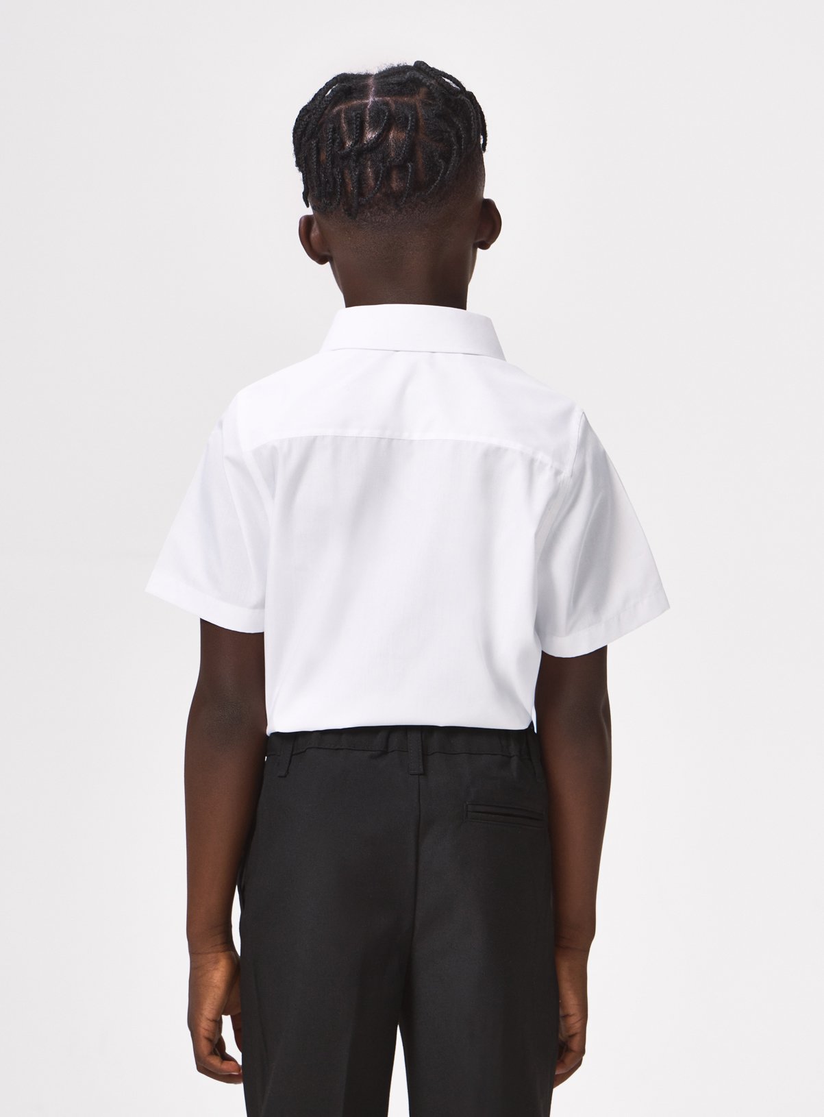 White Polyester Cotton Short Sleeve Standard Collar Shirts 5 Pack 8 years - Image 4 thumbnail