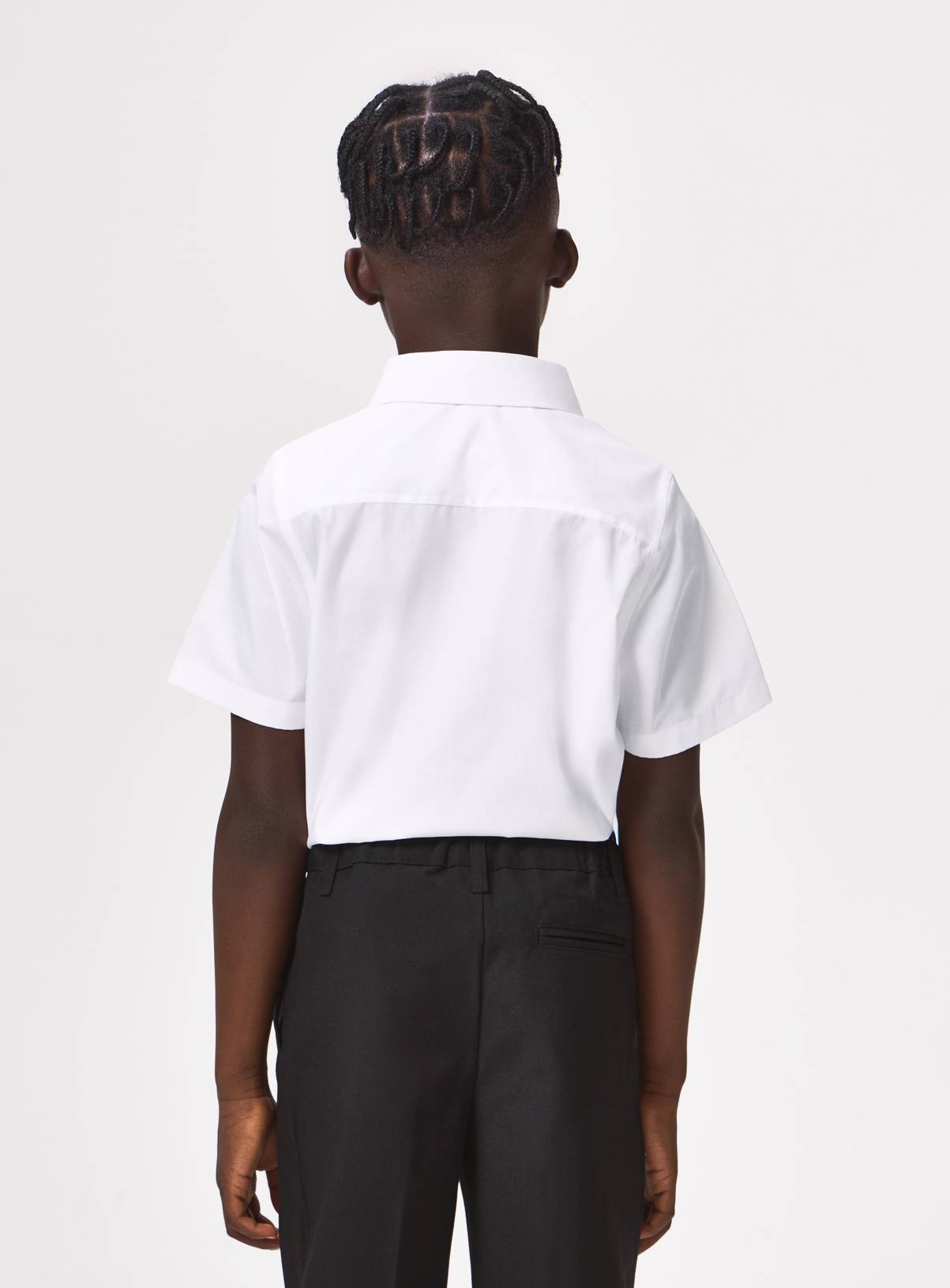 White Polyester Cotton Short Sleeve Standard Collar Shirts 5 Pack 8 years - Image 4