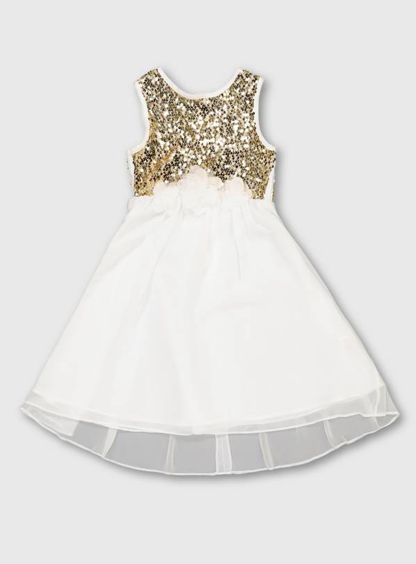 White Sequin Bodice Occasion Dress - 14 years