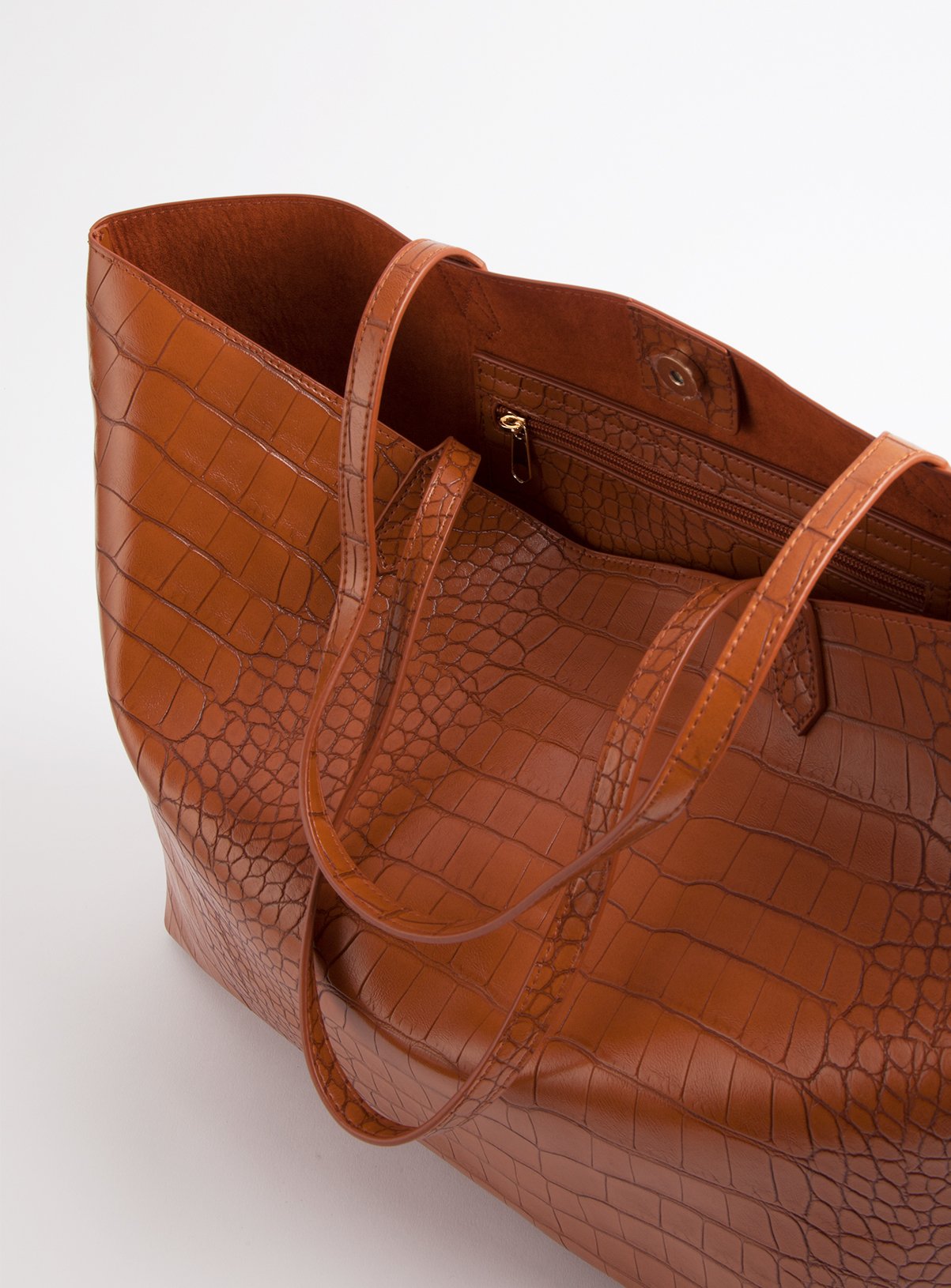 Tan Mock Croc Shopper Tote Bag Review