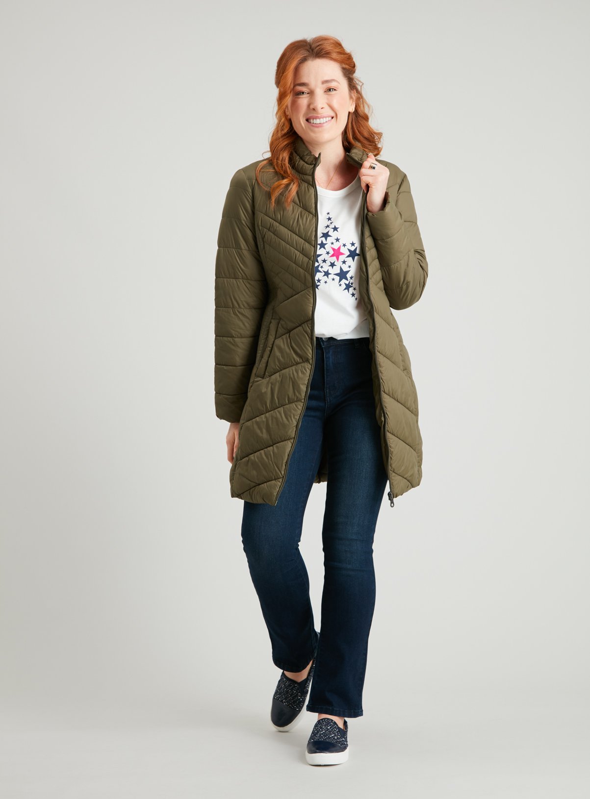 PETITE Khaki Longline Padded Packaway Jacket Review