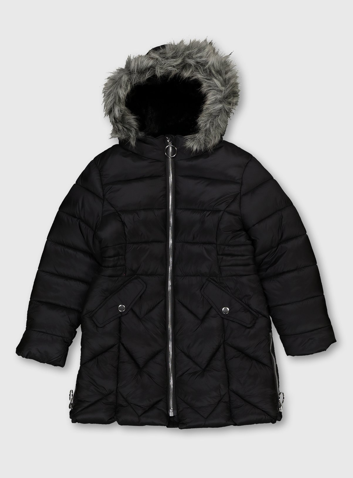 Black Longline Padded Coat With Hood Review